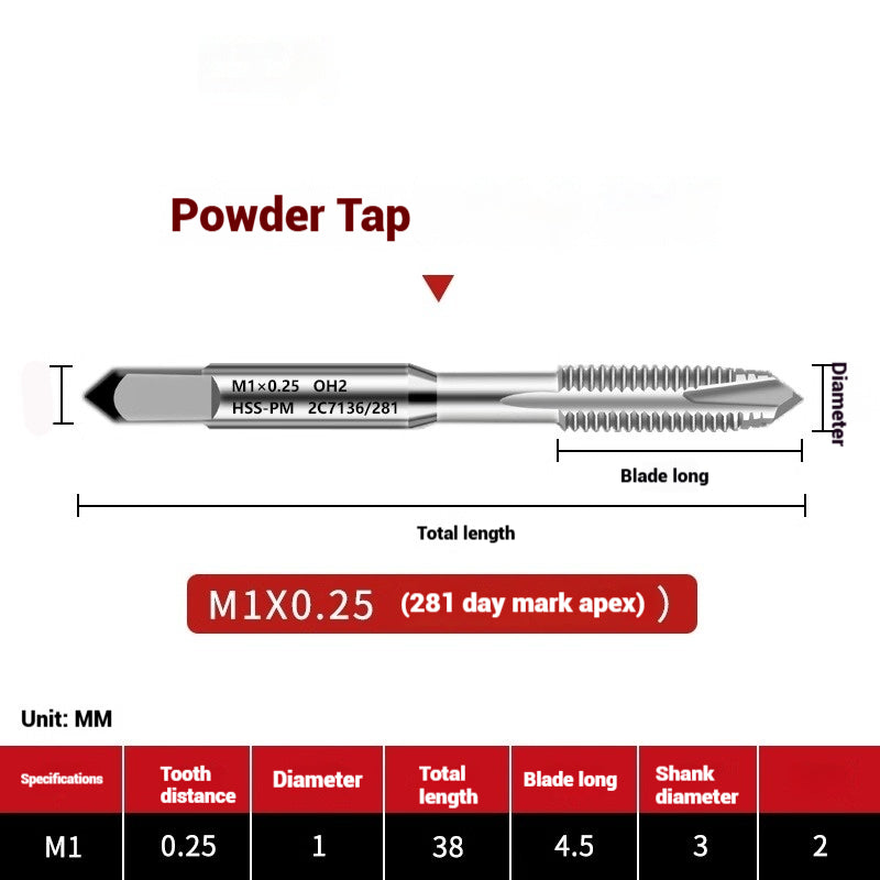 1107-OST powder high-speed steel taps Japanese standard apex screw tip spiral coarse teeth powder metallurgy tapping taps Shandong Denso Pricision Tools Co.,Ltd.